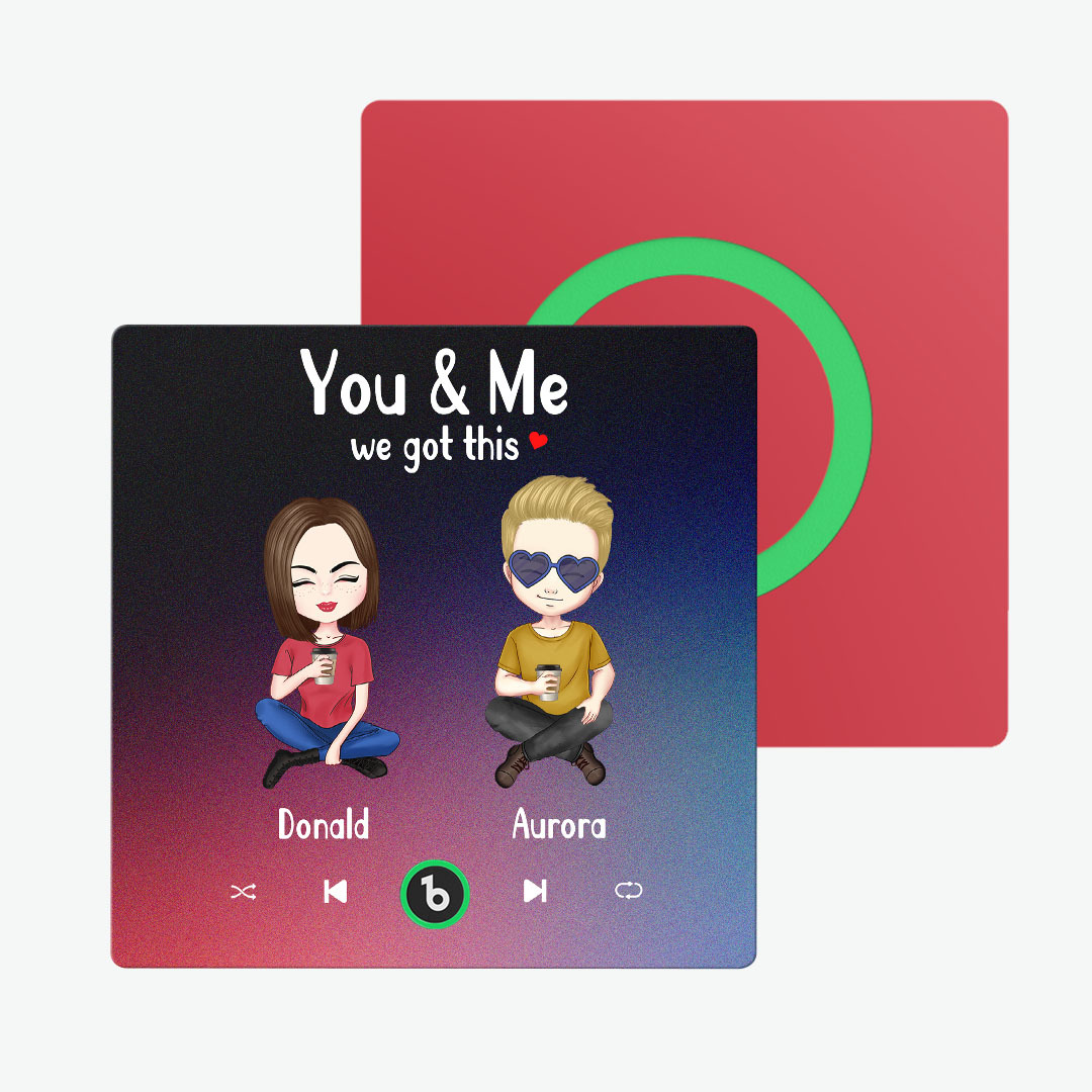 Personnage De Dessin Animé Personnalisé Et Nom Aimant De Réfrigérateur Sans Cadre Album Musique Aimant De Réfrigérateur Photo Téléphone Personnalisé Musique Aimant De Réfrigérateur Pro You & Me We Got This - MaPhotochaussetteFr