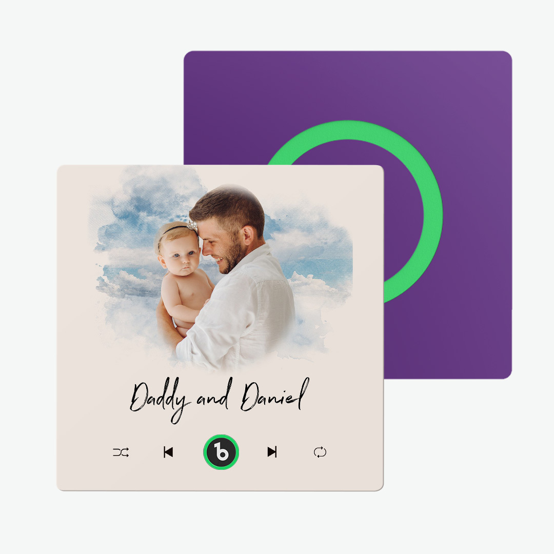 Aimant De Réfrigérateur De Musique Violet Améthyste Personnalisé, Nouveau Autocollant Photo Mural De Musique Amélioré 4.0 Qui Joue De La Musique Sans Téléphone Portable, Plusieurs Styles, Cadeaux De Couple - MaPhotochaussetteFr