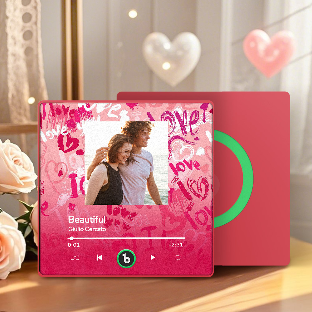 Aimant De Réfrigérateur Musical Personnalisé Rouge Love Your Heart Cadeau De Saint-valentin Album Aimant De Réfrigérateur Musique Sticker Mural Photo Mouvement Musical Qui Peut Être Joué Cadeau Pour Couple - MaPhotochaussetteFr