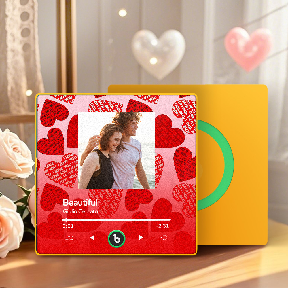 Aimant De Réfrigérateur Musical Personnalisé Rouge Love Your Heart Cadeau De Saint-valentin Album Aimant De Réfrigérateur Musique Sticker Mural Photo Mouvement Musical Qui Peut Être Joué Cadeau Pour Couple - MaPhotochaussetteFr