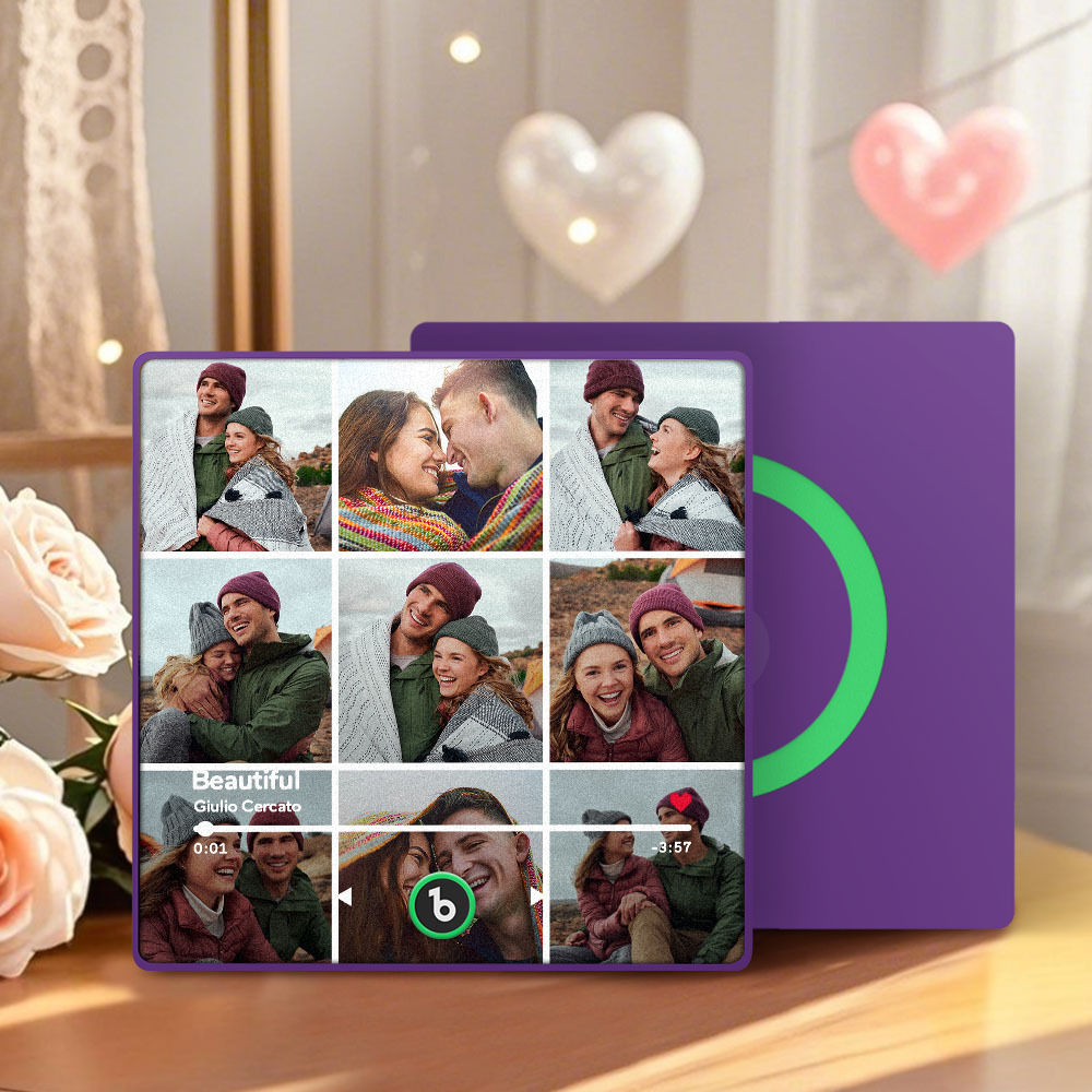 Aimant De Réfrigérateur De Musique Violet Améthyste Personnalisé, Nouveau Autocollant Photo Mural De Musique Amélioré 4.0 Qui Joue De La Musique Sans Téléphone Portable, Plusieurs Styles, Cadeaux De Couple - MaPhotochaussetteFr