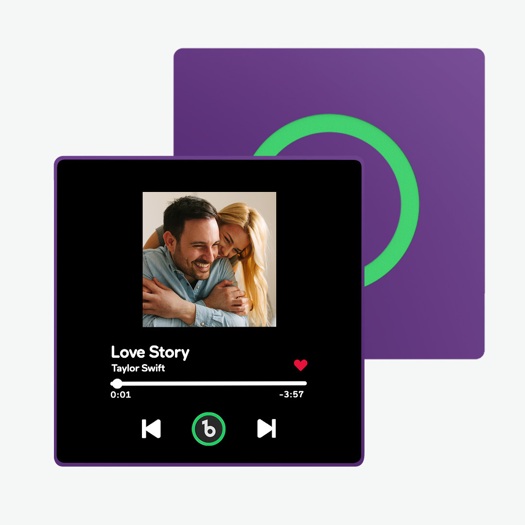 Aimant De Réfrigérateur De Musique Violet Améthyste Personnalisé, Nouveau Autocollant Photo Mural De Musique Amélioré 4.0 Qui Joue De La Musique Sans Téléphone Portable, Plusieurs Styles, Cadeaux De Couple - MaPhotochaussetteFr