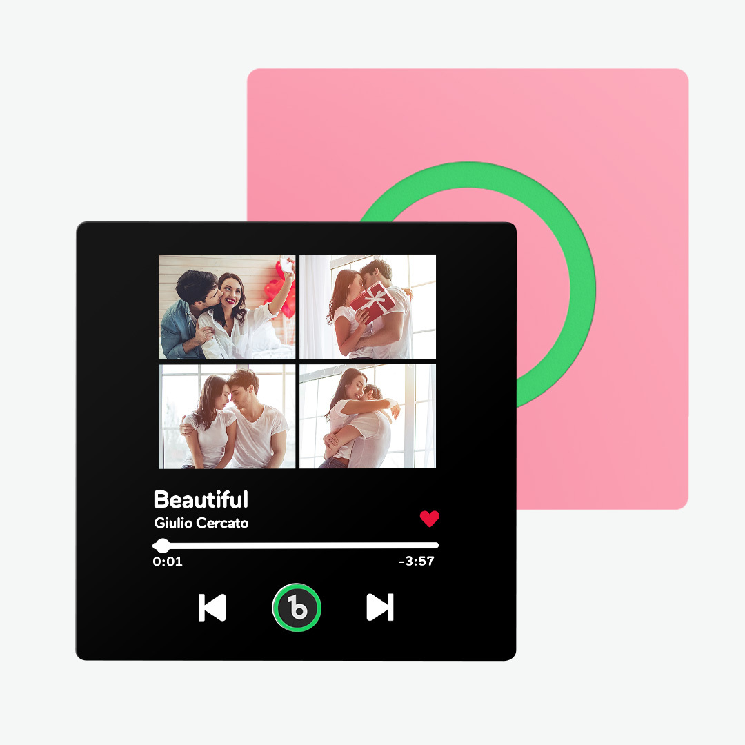 Aimant De Réfrigérateur De Musique Violet Améthyste Personnalisé, Nouveau Autocollant Photo Mural De Musique Amélioré 4.0 Qui Joue De La Musique Sans Téléphone Portable, Plusieurs Styles, Cadeaux De Couple - MaPhotochaussetteFr