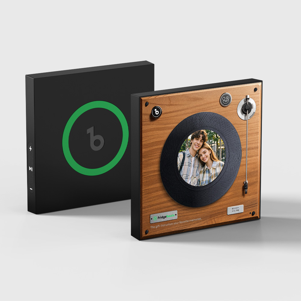 Cadeau De Fête Des Pères : Aimant De Réfrigérateur Personnalisé Avec Musique Et Photo, Possibilité De Personnaliser 1 À 6 Vinyles Et Chansons