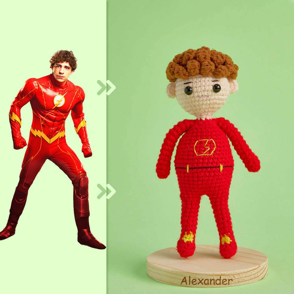 Corps Complet Personnalisable 1 Personne Poupée Au Crochet Personnalisée Cadeaux Personnalisés Mini Poupées Tissées À La Main - Flash -