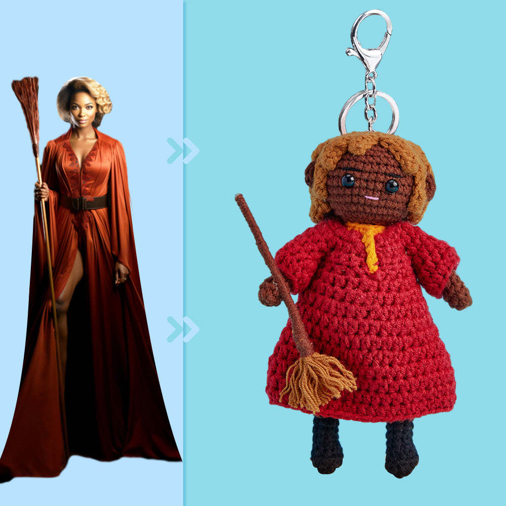 Corps Complet Personnalisable 1 Personne Poupée Au Crochet Personnalisée Cadeaux Personnalisés Mini Poupées Tissées À La Main - Sorcière -