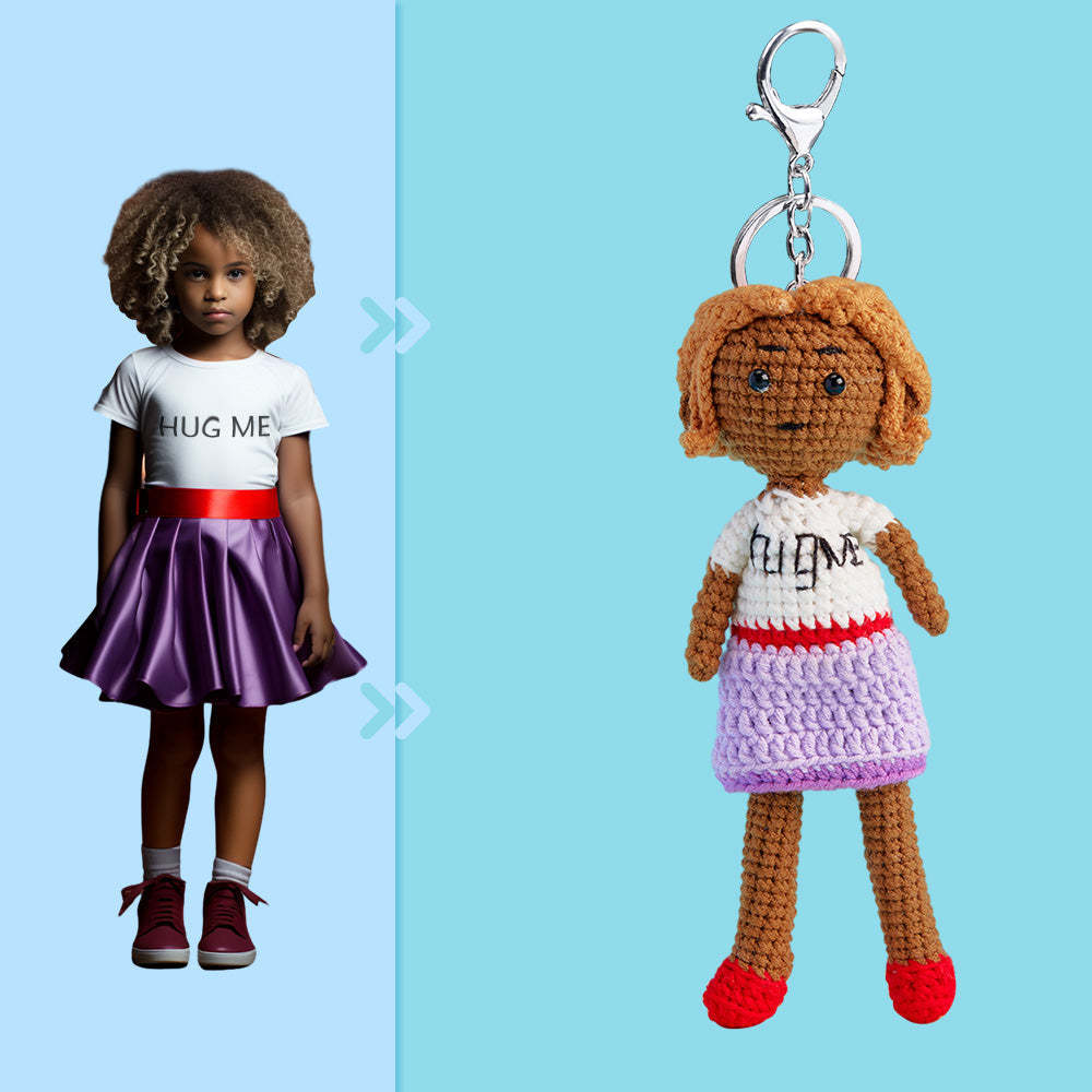 Corps Complet Personnalisable 1 Personne Poupée Au Crochet Personnalisée Cadeaux Personnalisés Mini Poupées Tissées À La Main - Hug Me Girl -