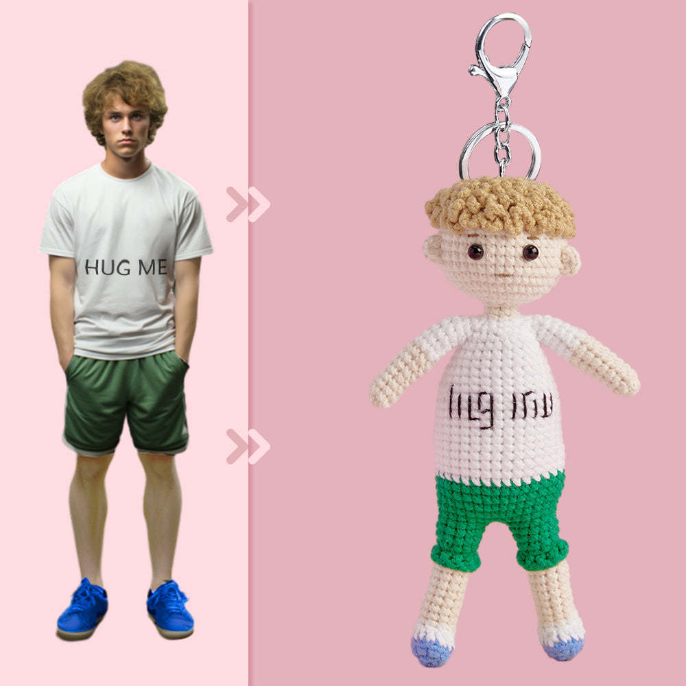 Corps Complet Personnalisable 1 Personne Poupée Au Crochet Personnalisée Cadeaux Personnalisés Mini Poupées Tissées À La Main - Hug Me Boy -