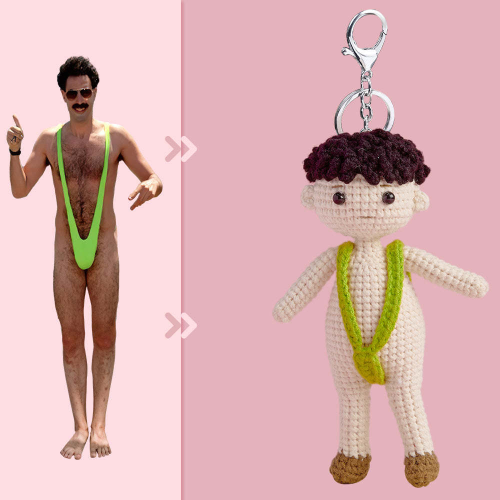 Corps Complet Personnalisable 1 Personne Poupée Au Crochet Personnalisée Cadeaux Personnalisés Mini Poupées Tissées À La Main - Funny Man Bikini -
