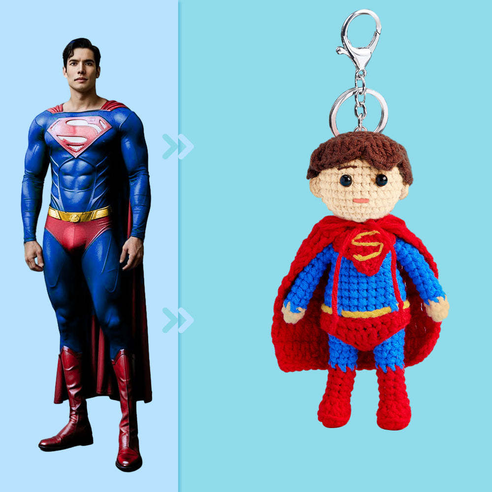 Corps Complet Personnalisable 1 Personne Poupée Au Crochet Personnalisée Cadeaux Personnalisés Mini Poupées Tissées À La Main - Superman -