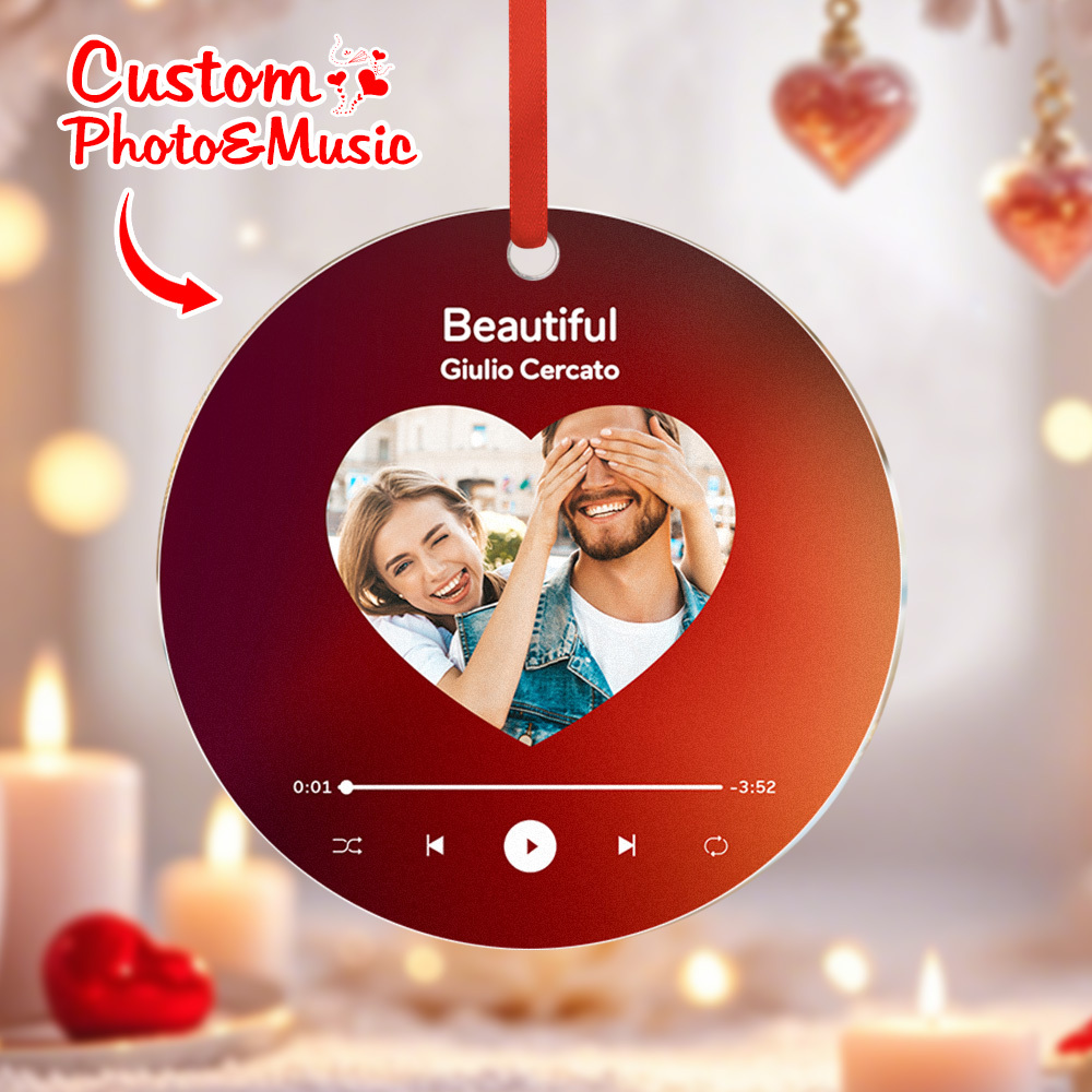 Ornements De Musique Et De Photos Personnalisés Idée De Cadeaux De Saint-valentin Pour Couple - MaPhotochaussetteFr