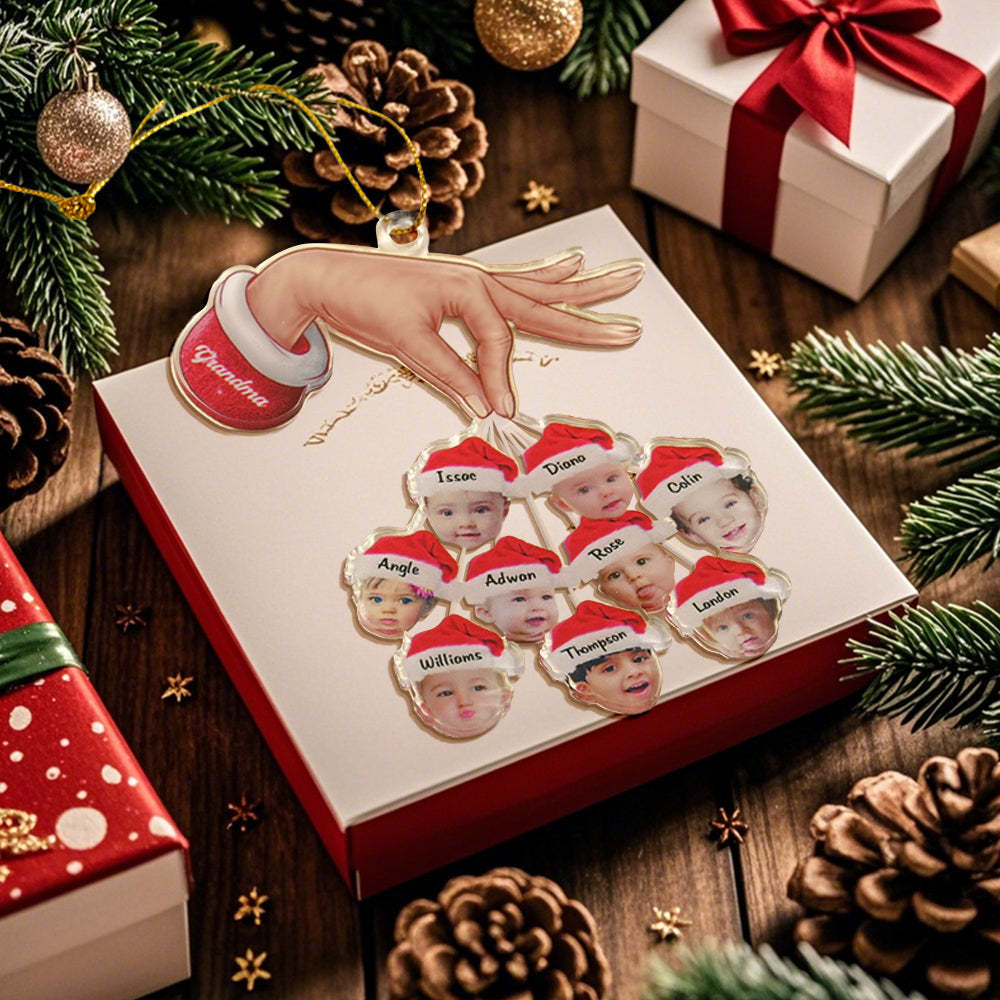 Cadeau De Noël Personnalisé Pour Grand-mère Et Petits-enfants, Cadeaux D'ornement De Noël Amusants En Acrylique Personnalisés - MaPhotochaussetteFr