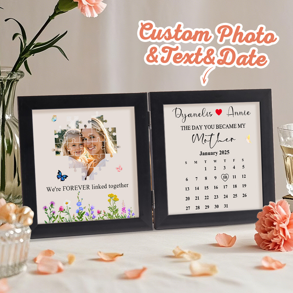 Cadre Photo Puzzle Personnalisé « Le Jour Où Tu Es Devenue Ma Mère » Nous Sommes Liés À Jamais, Cadeau De Fête Des Mères