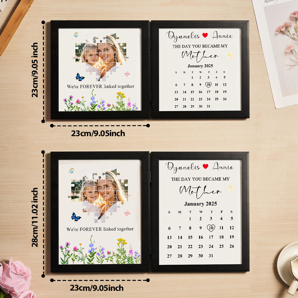 Cadre Photo Puzzle Personnalisé « Le Jour Où Tu Es Devenue Ma Mère » Nous Sommes Liés À Jamais, Cadeau De Fête Des Mères - MaPhotochaussetteFr