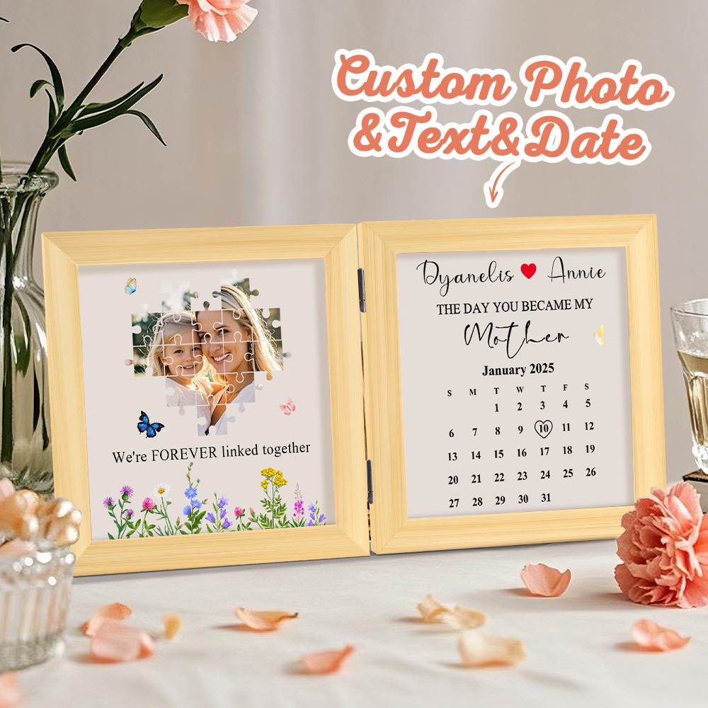 Cadre Photo Puzzle Personnalisé « Le Jour Où Tu Es Devenue Ma Mère » Nous Sommes Liés À Jamais, Cadeau De Fête Des Mères - MaPhotochaussetteFr