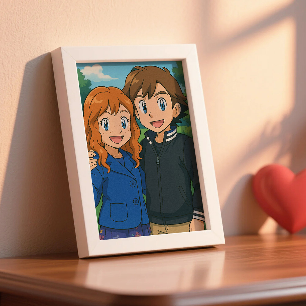 Cadre Photo Personnalisé En Bois Avec Dessin Animé, Décoration Romantique, Plaque, Cadeau Pour Amoureux - MaPhotochaussetteFr