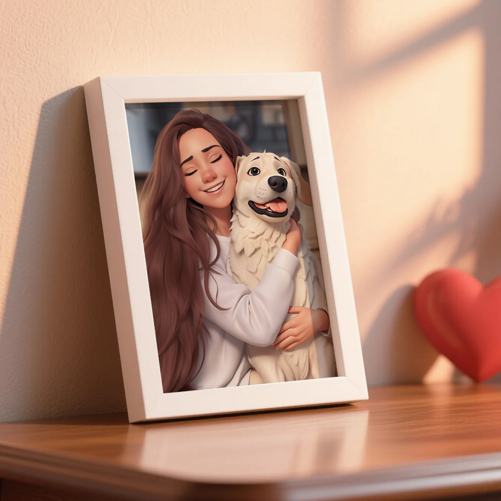 Cadre Photo Personnalisé En Bois Avec Dessin Animé, Décoration Romantique, Plaque, Cadeau Pour Amoureux - MaPhotochaussetteFr