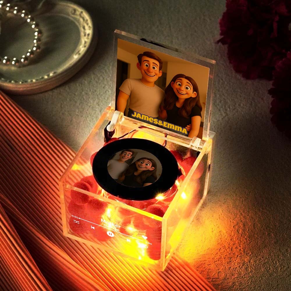Mini Tourne-disque Vinyle Personnalisé Avec Photo Et Musique Automatique, Cadeau Personnalisé Pour Petit Ami, Cadeaux De Noël - MaPhotochaussetteFr