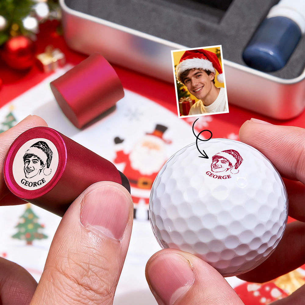 Cadeau De Noël Personnalisé : Tampon Photo Pour Balle De Golf Avec Boîte De Rangement En Métal Pour Joueur De Golf - MaPhotochaussetteFr