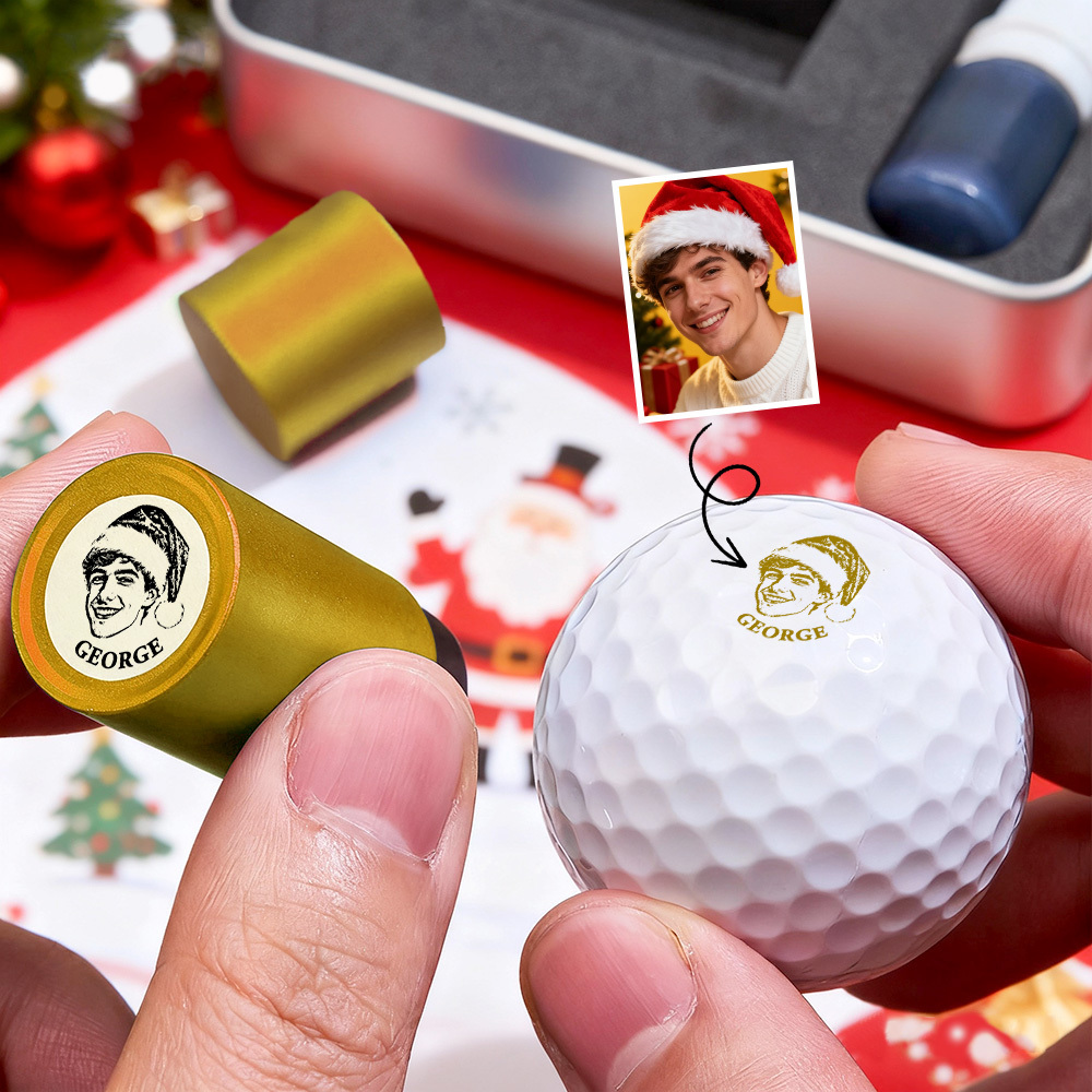 Cadeau De Noël Personnalisé : Tampon Photo Pour Balle De Golf Avec Boîte De Rangement En Métal Pour Joueur De Golf - MaPhotochaussetteFr