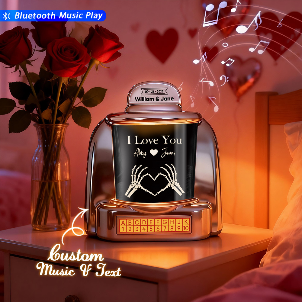 Mini Jukebox Rétro Personnalisé Avec Texte Et Musique Bluetooth – Cadeau Pour Couples, Anniversaire Et Saint-valentin - MaPhotochaussetteFr