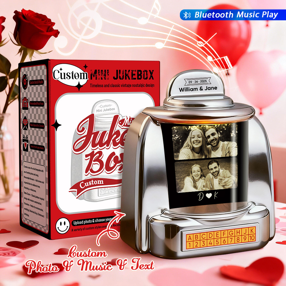 Mini Jukebox Personnalisé Avec Photo, Chanson Souvenir Et Texte – Mini Jukebox Bluetooth Pour Cadeaux Romantiques Et Décoration Intérieure - MaPhotochaussetteFr
