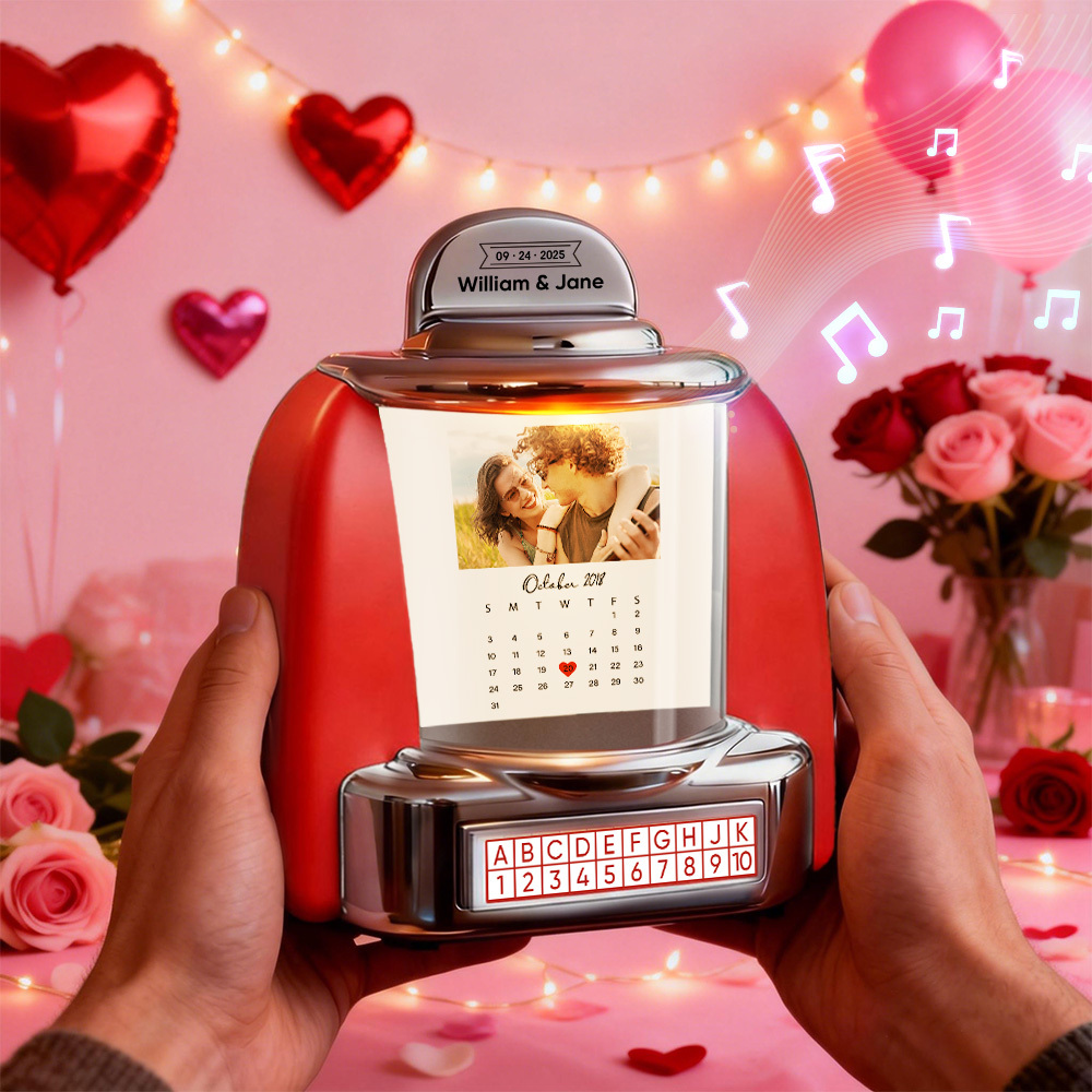 Mini Jukebox Personnalisé « quand Tout A Commencé » – Mini Jukebox Bluetooth Personnalisé Avec Photo Et Date Pour Les Couples - MaPhotochaussetteFr