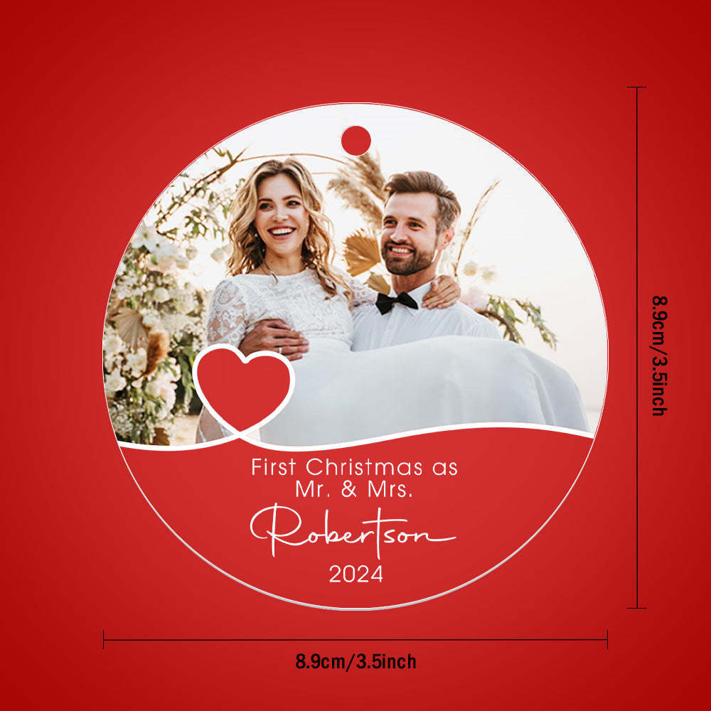 Premier Ornement De Noël Personnalisé Avec Photo, Cadeau D'ornement De Noël Pour Les Couples - MaPhotochaussetteFr
