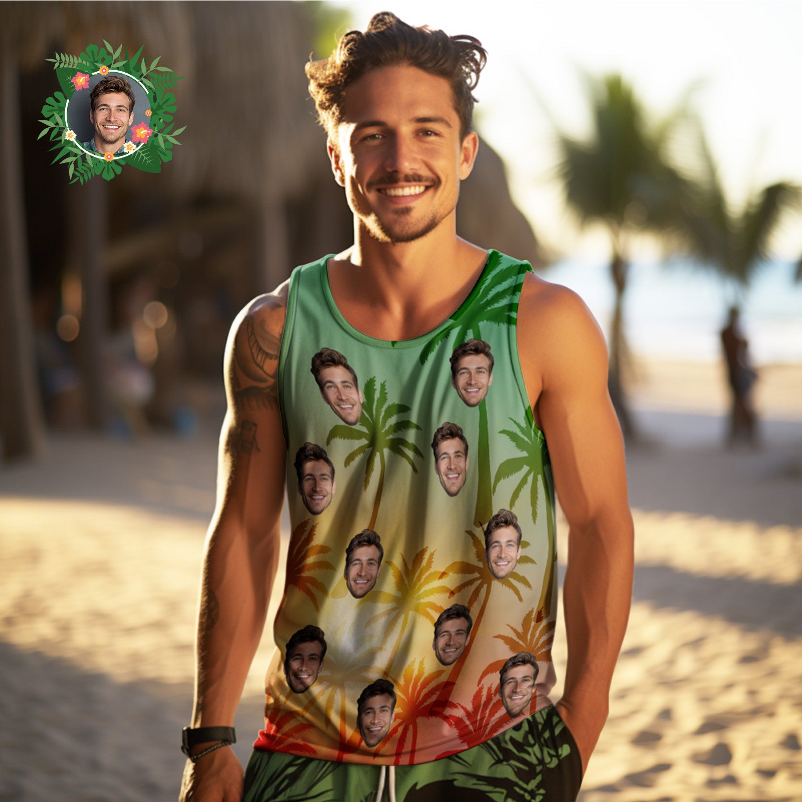 Débardeur Personnalisé Pour Le Visage, Débardeur Décontracté De Style Tropical Hawaïen