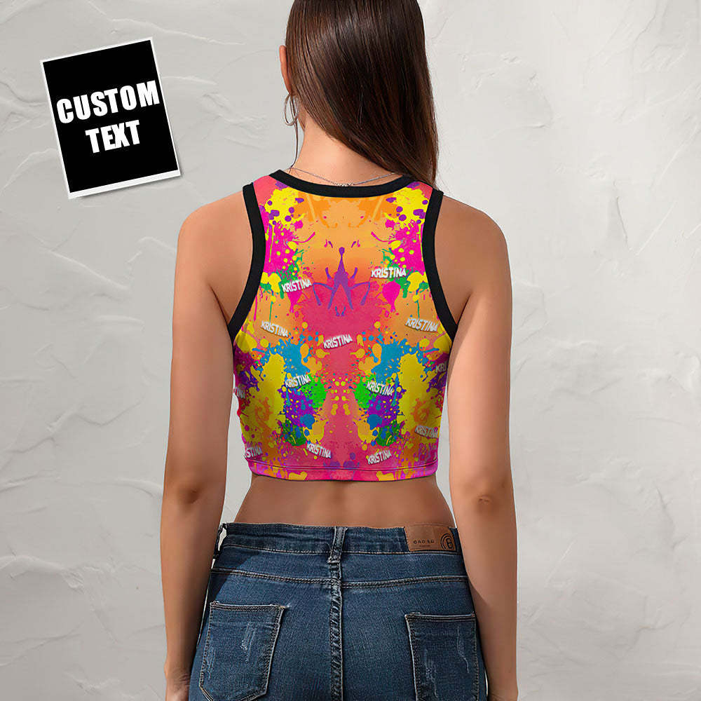 Custom Face Ladies Short Racer Vest Graffiti Crop Top -