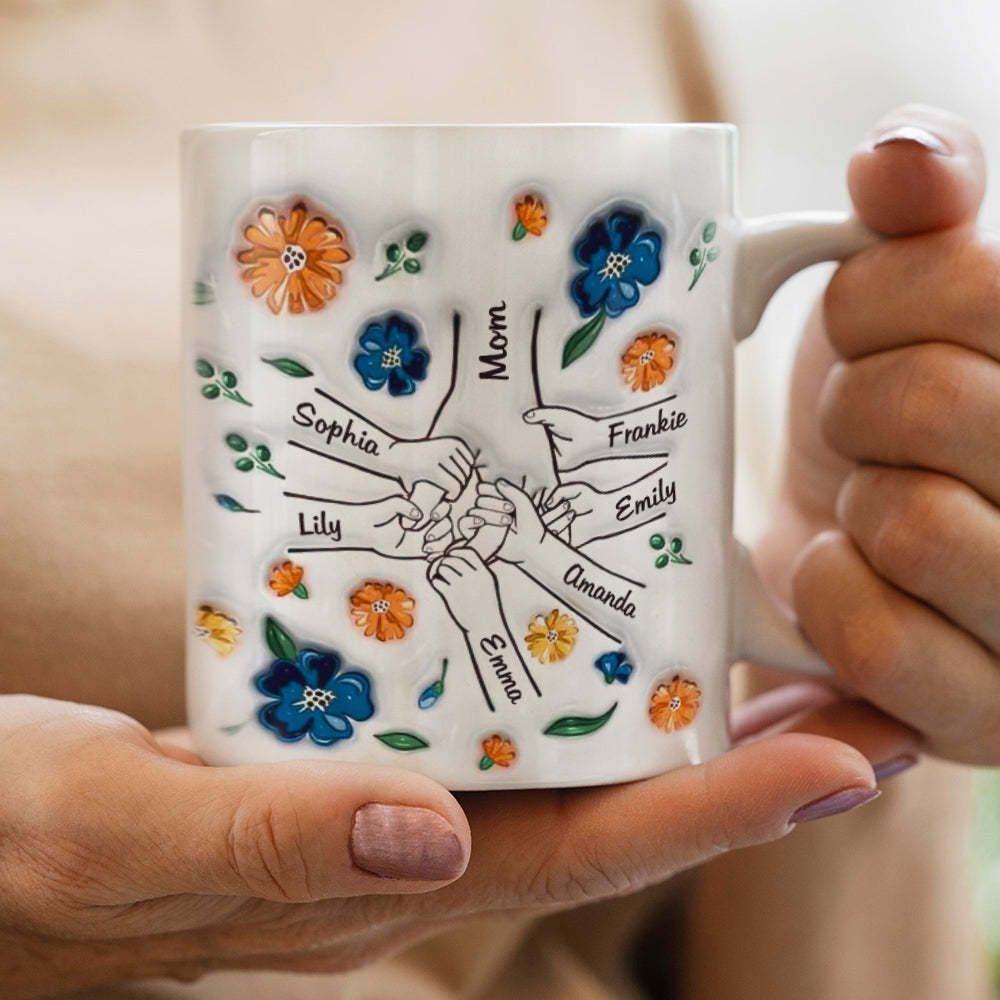 Mug 3d Personnalisé Avec Nom Et Main Dans La Main - MaPhotochaussetteFr