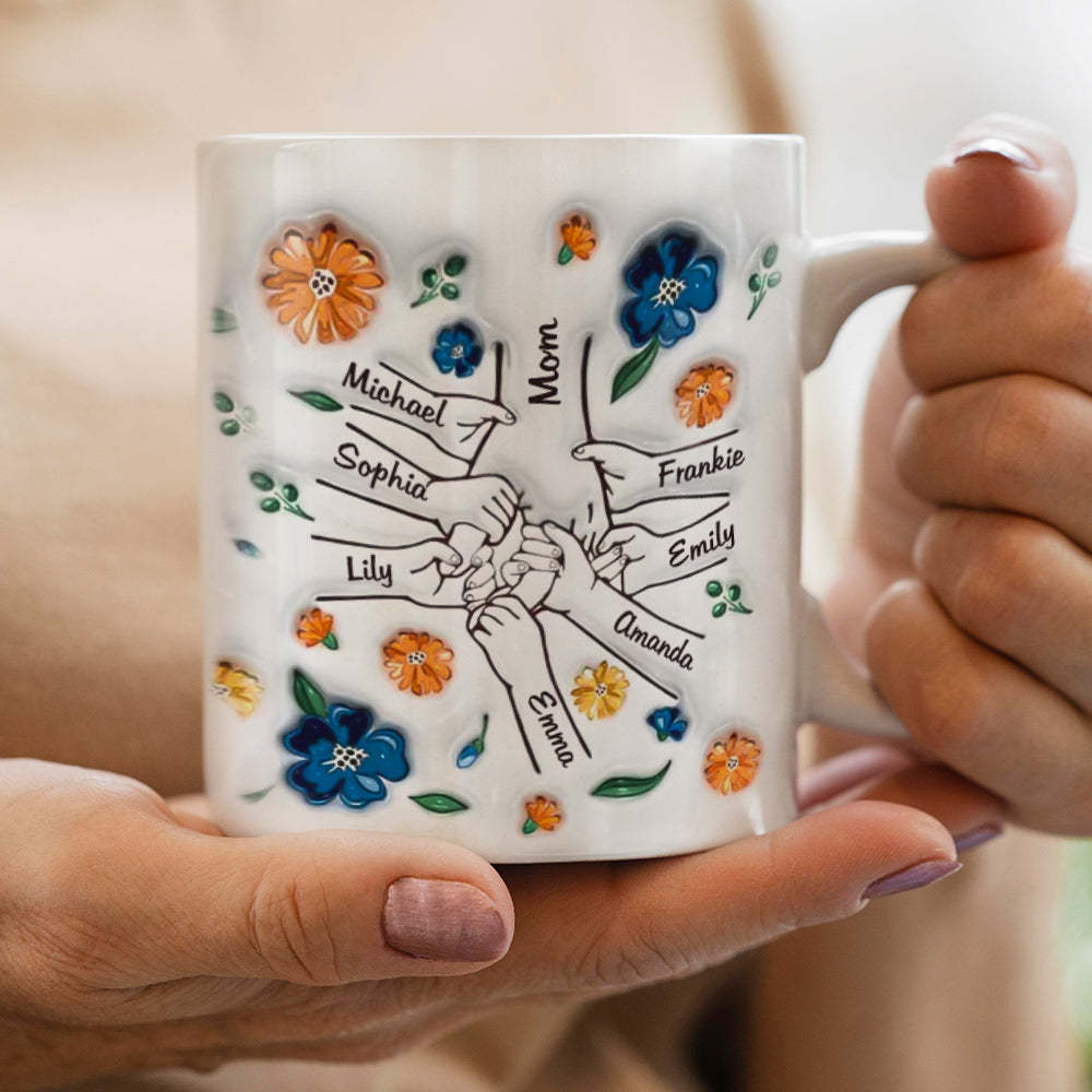 Mug 3d Personnalisé Avec Nom Et Main Dans La Main - MaPhotochaussetteFr