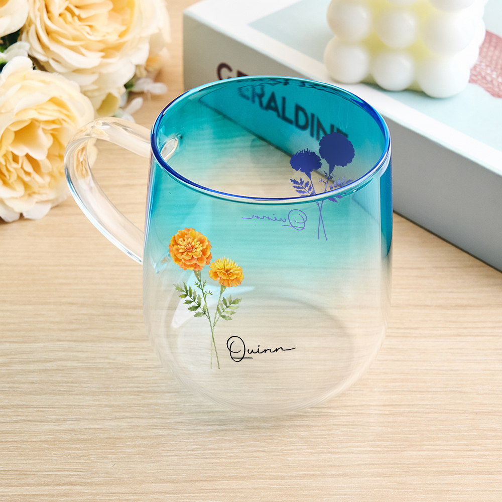 Tasse En Verre Dégradé Rose Personnalisée « Tu Es La Plus Belle Fleur » - MaPhotochaussetteFr
