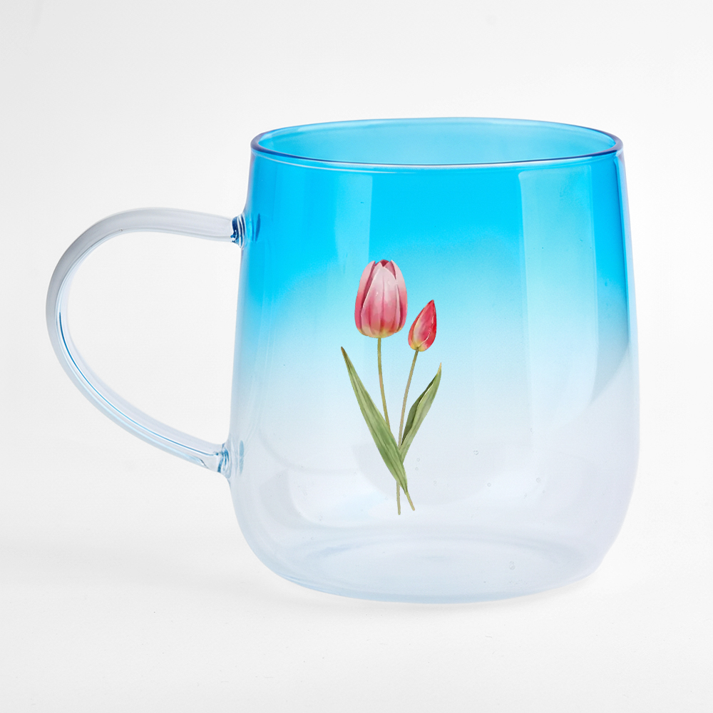 Tasse En Verre Dégradé Rose Personnalisée « Tu Es La Plus Belle Fleur » - MaPhotochaussetteFr
