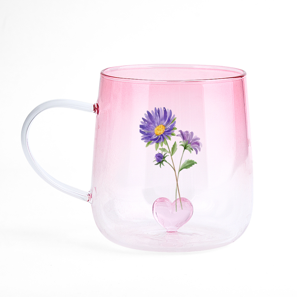 Tasse En Verre Dégradé Rose Personnalisée « Tu Es La Plus Belle Fleur » - MaPhotochaussetteFr