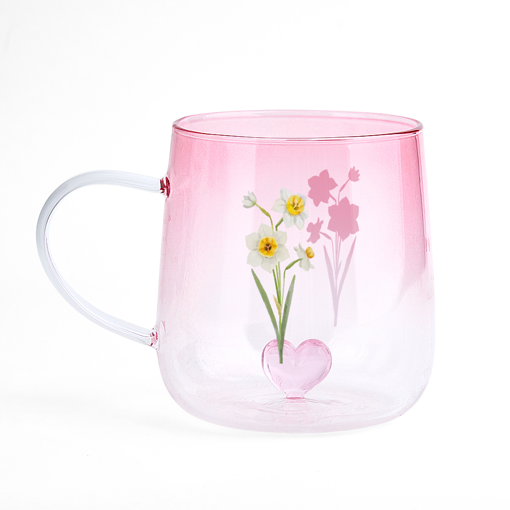 Tasse En Verre Dégradé Rose Personnalisée « Tu Es La Plus Belle Fleur » - MaPhotochaussetteFr