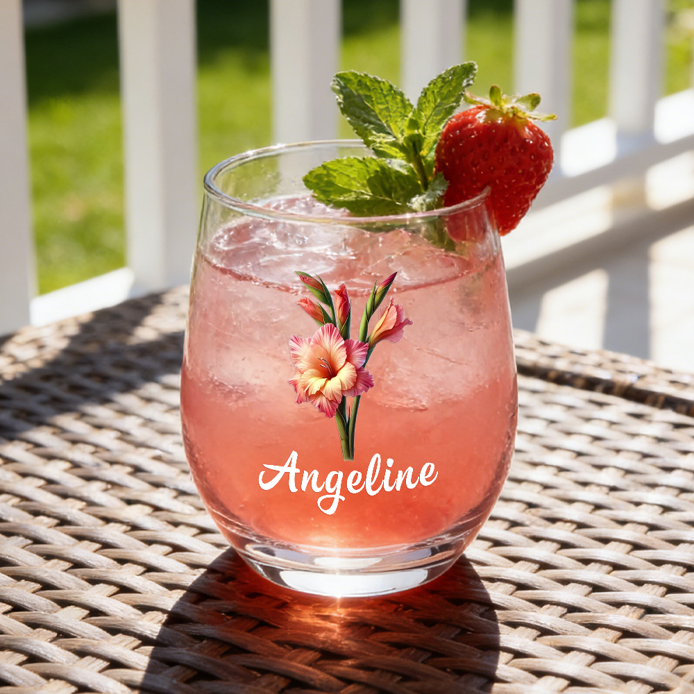 Verre À Vin Personnalisé Avec Fleur De Naissance Et Prénom, Cadeau Personnalisé Pour La Fête Des Mères, Cadeau D'anniversaire Avec Fleur Du Mois Pour Elle - MaPhotochaussetteFr