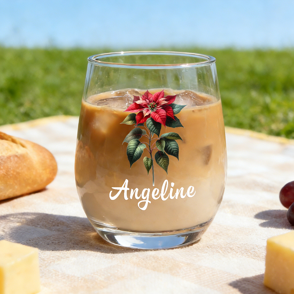 Verre À Vin Personnalisé Avec Fleur De Naissance Et Prénom, Cadeau Personnalisé Pour La Fête Des Mères, Cadeau D'anniversaire Avec Fleur Du Mois Pour Elle - MaPhotochaussetteFr