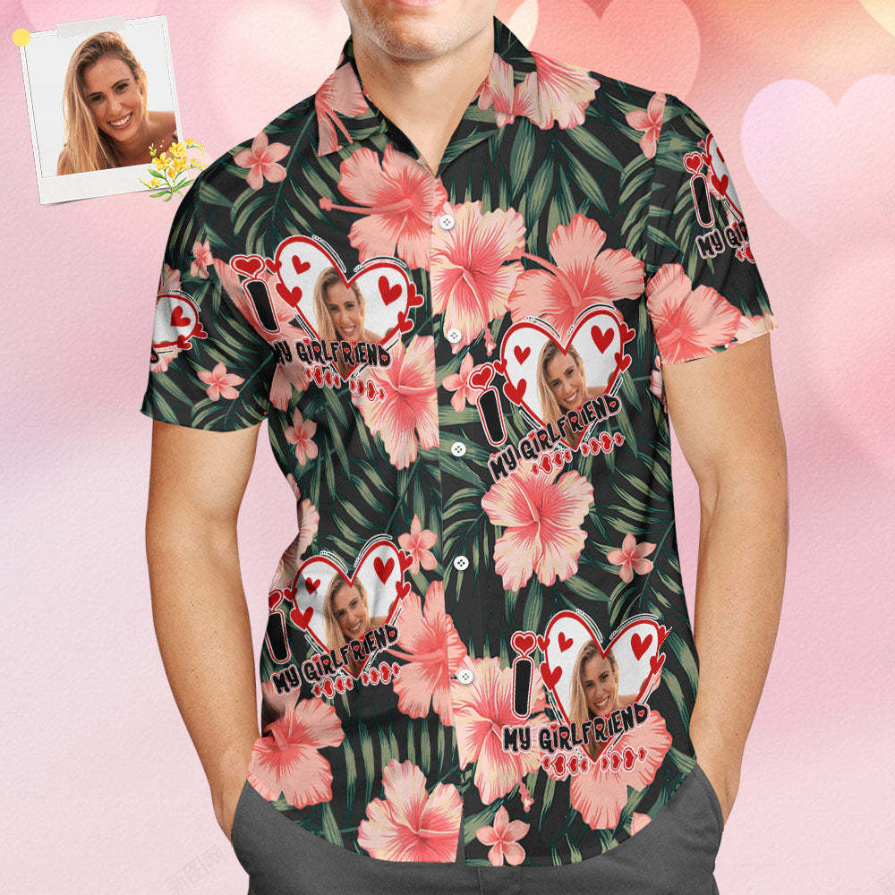 Chemise De Style Hawaïen Avec Visage Personnalisé, Tenue De Couple Pour L'amour -