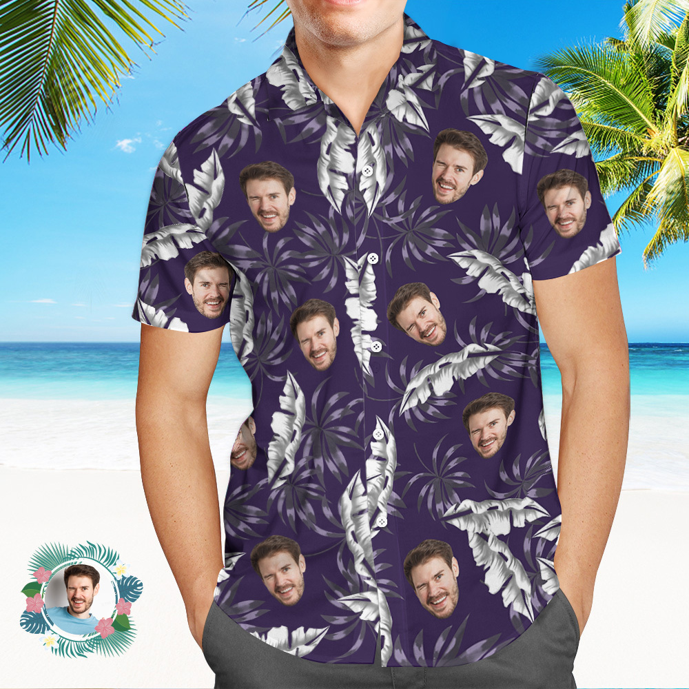 Chemises Hawaïennes Personnalisées Feuilles Colorées Chemises De Plage Aloha - MaPhotochaussetteFr
