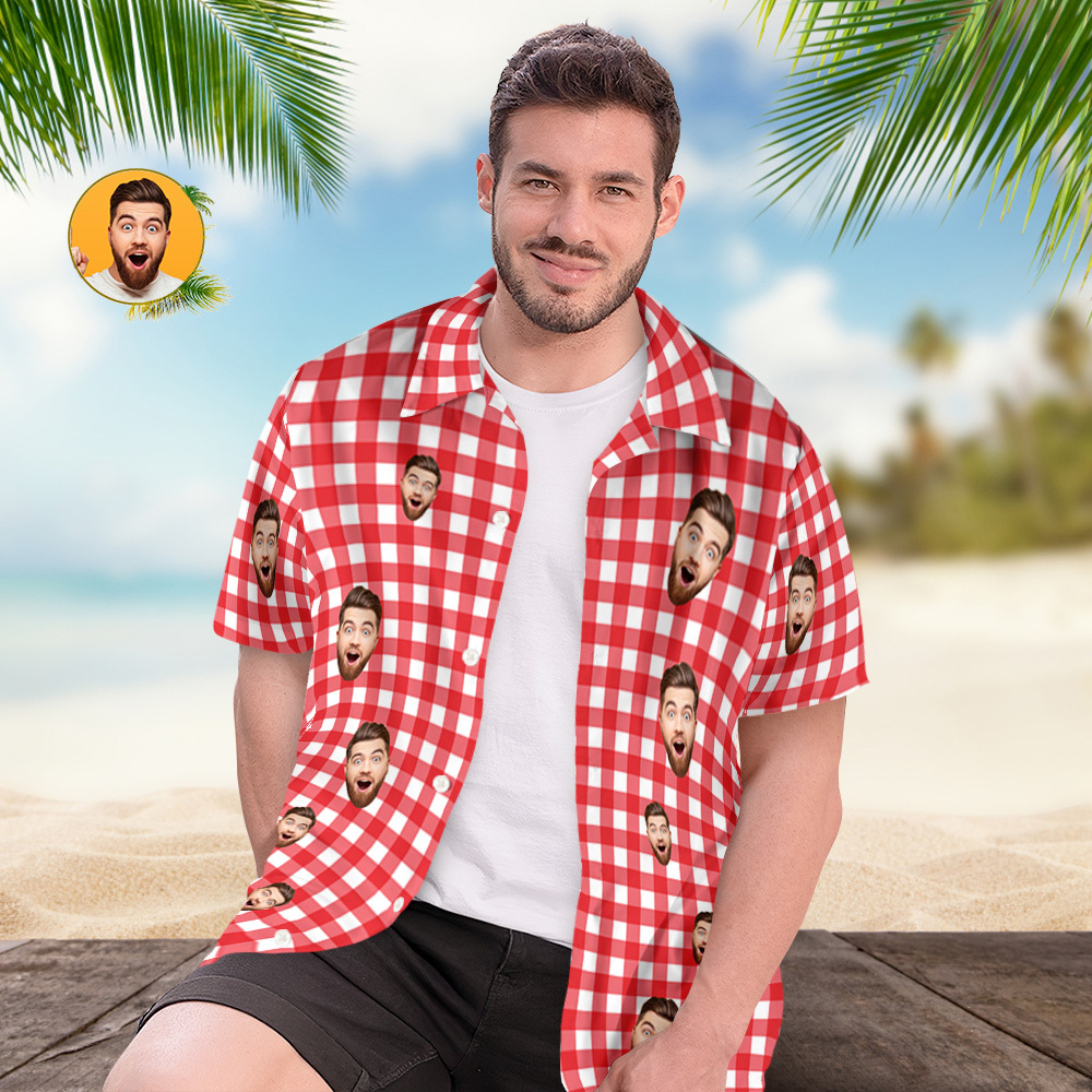 Chemise Hawaïenne Avec Visage Personnalisé, Chemise Oktoberfest, Style Tropical - MaPhotochaussetteFr