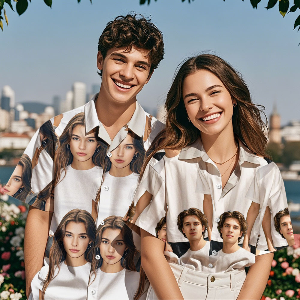 Photo Personnalisée Chemise Hawaïenne Photo Chemise Hawaïenne Cadeau Pour Couple - MaPhotochaussetteFr