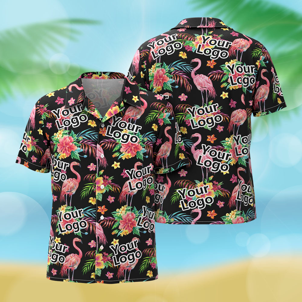 Chemise Hawaïenne Personnalisée Avec Photo De Flamant Rose, Chemise Hawaïenne Amusante Pour Les Vacances - MaPhotochaussetteFr