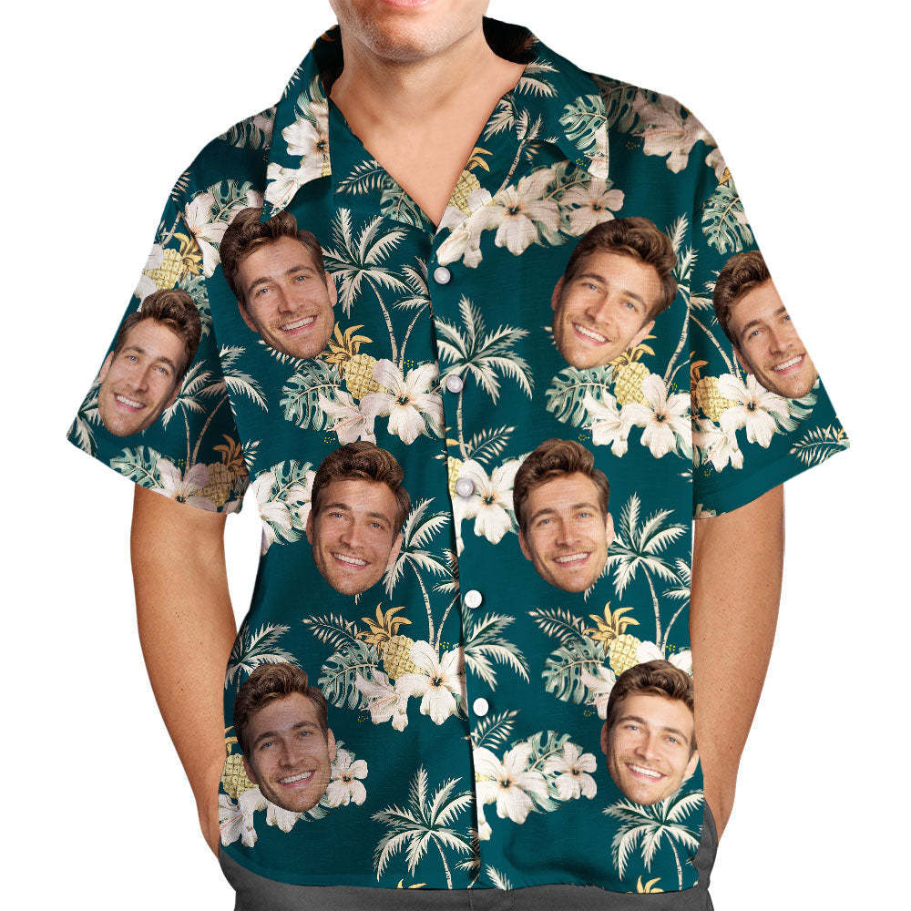 Chemises Hawaïennes Personnalisées Avec Visage D'animal De Compagnie Funky Vintage Hawaiian Shirt Casual Button-down Short Sleeve