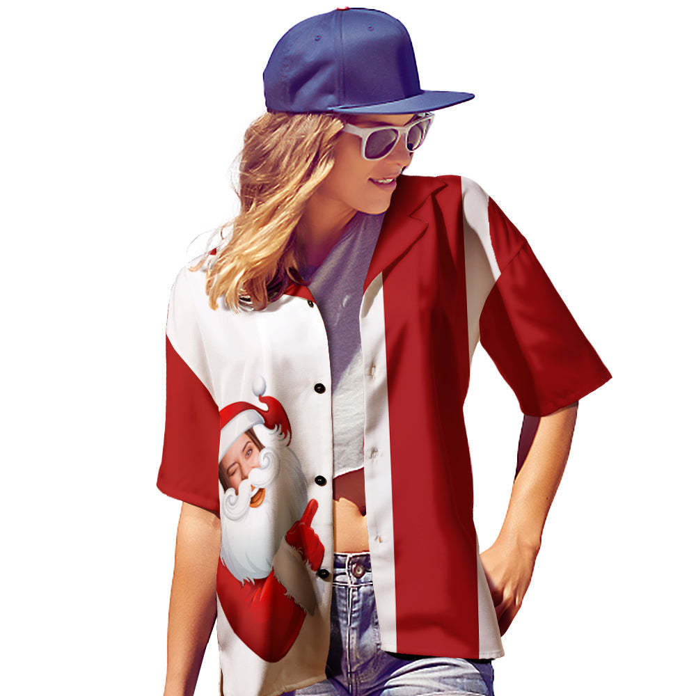 Chemises Hawaïennes De Visage Personnalisées Cadeau De Noël Personnalisé Chemises De Noël Imprimées Santa Hug Pour Hommes -