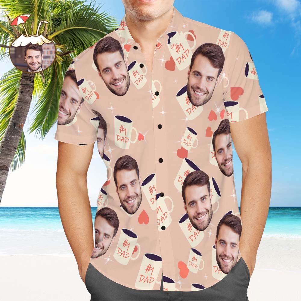Chemises Hawaïennes Pour Hommes Avec Visage Personnalisé # 1 Chemises Pour La Fête Des Pères -