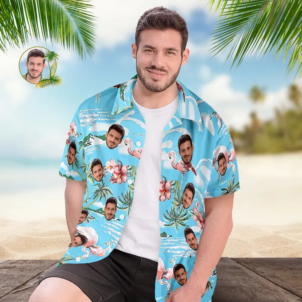 test Chemise Hawaïenne Personnalisée Pour Hommes, Impression Intégrale De Grandes Feuilles, Manches Courtes