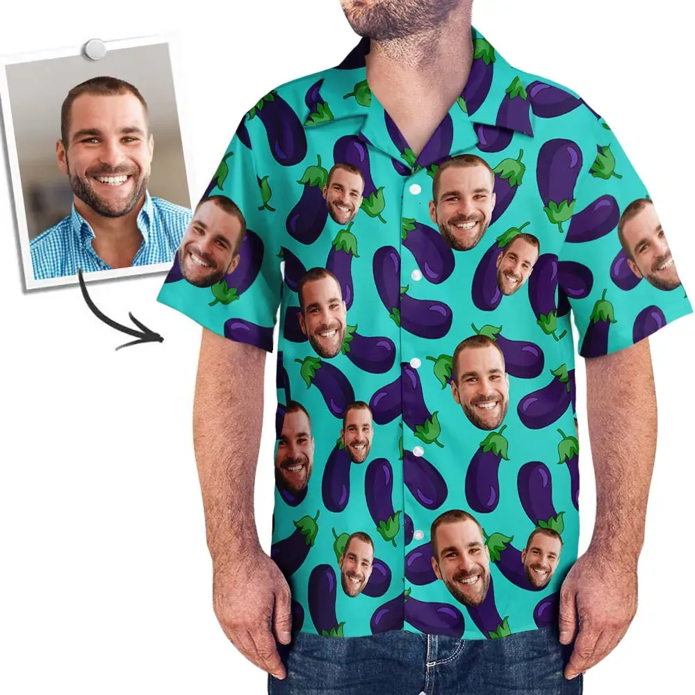 test Chemise Hawaïenne Personnalisée Pour Hommes, Impression Intégrale De Grandes Feuilles, Manches Courtes