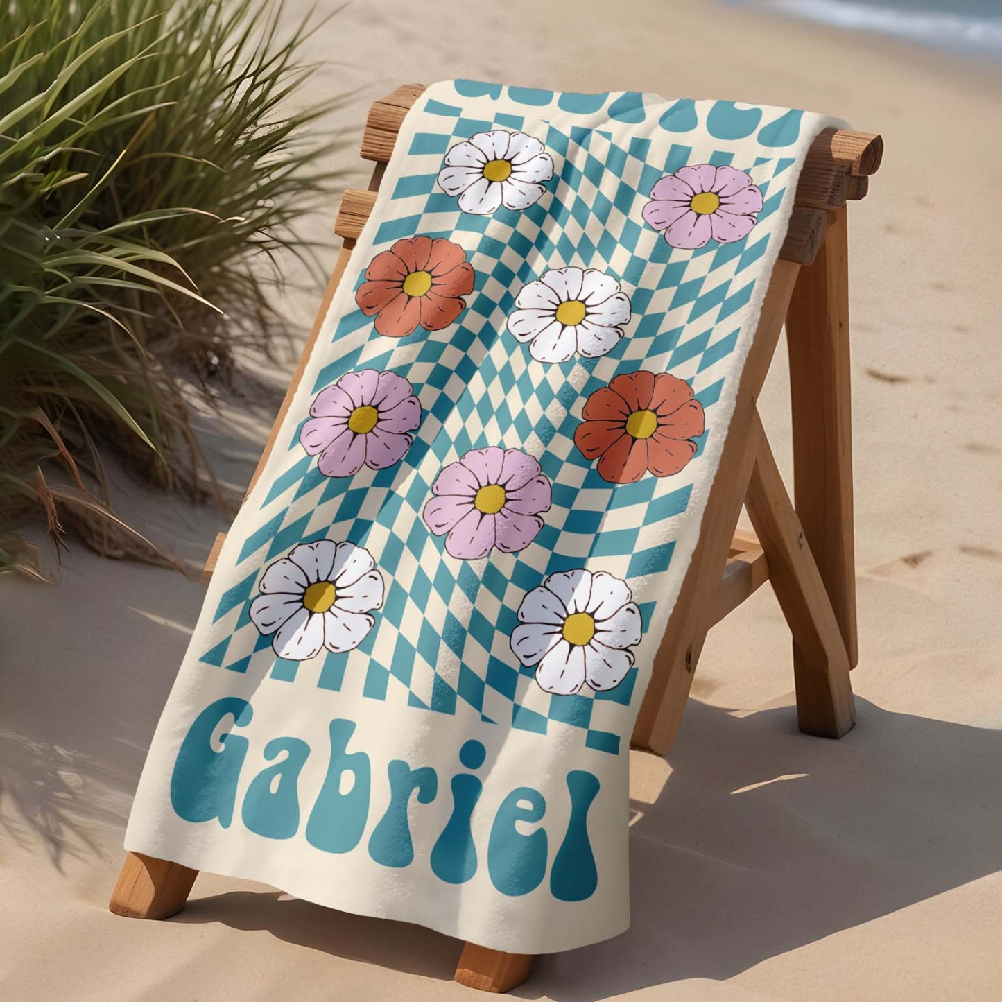 Serviette De Plage Rétro Multi-styles, Nom Personnalisé, Serviette De Bain, Serviette De Piscine Personnalisée, Serviette De Plage Avec Nom À L'extérieur, Cadeau De Vacances D'anniversaire - MaPhotochaussetteFr