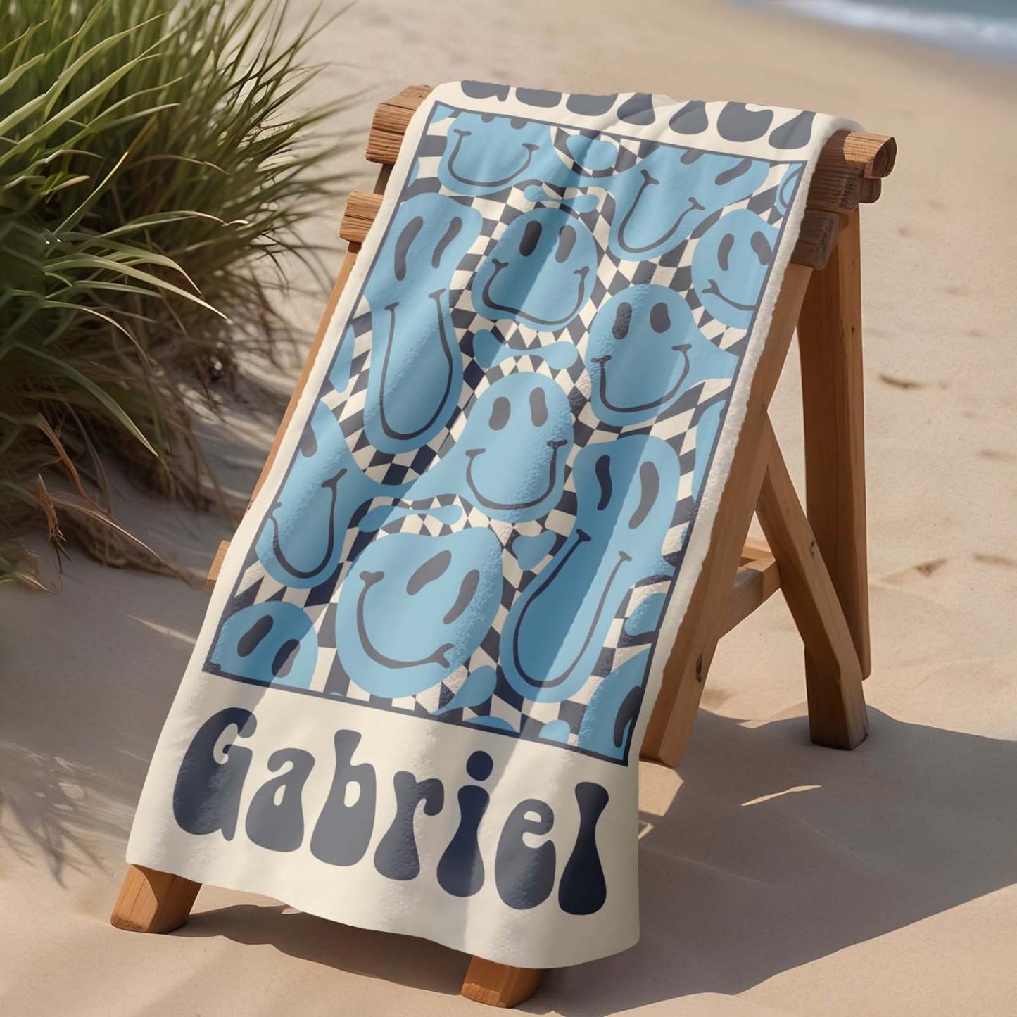 Serviette De Plage Rétro Multi-styles, Nom Personnalisé, Serviette De Bain, Serviette De Piscine Personnalisée, Serviette De Plage Avec Nom À L'extérieur, Cadeau De Vacances D'anniversaire - MaPhotochaussetteFr